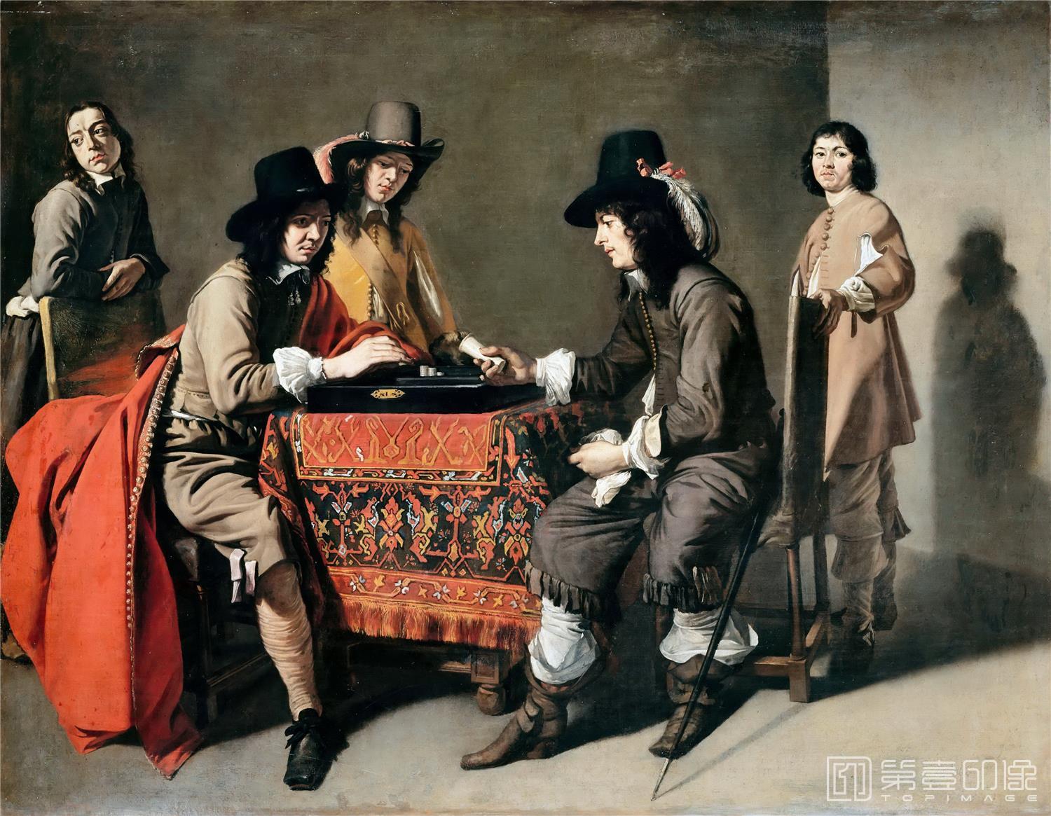油画-卢浮宫-Attributed to Mathieu Le NainTric-Trac Players-0217